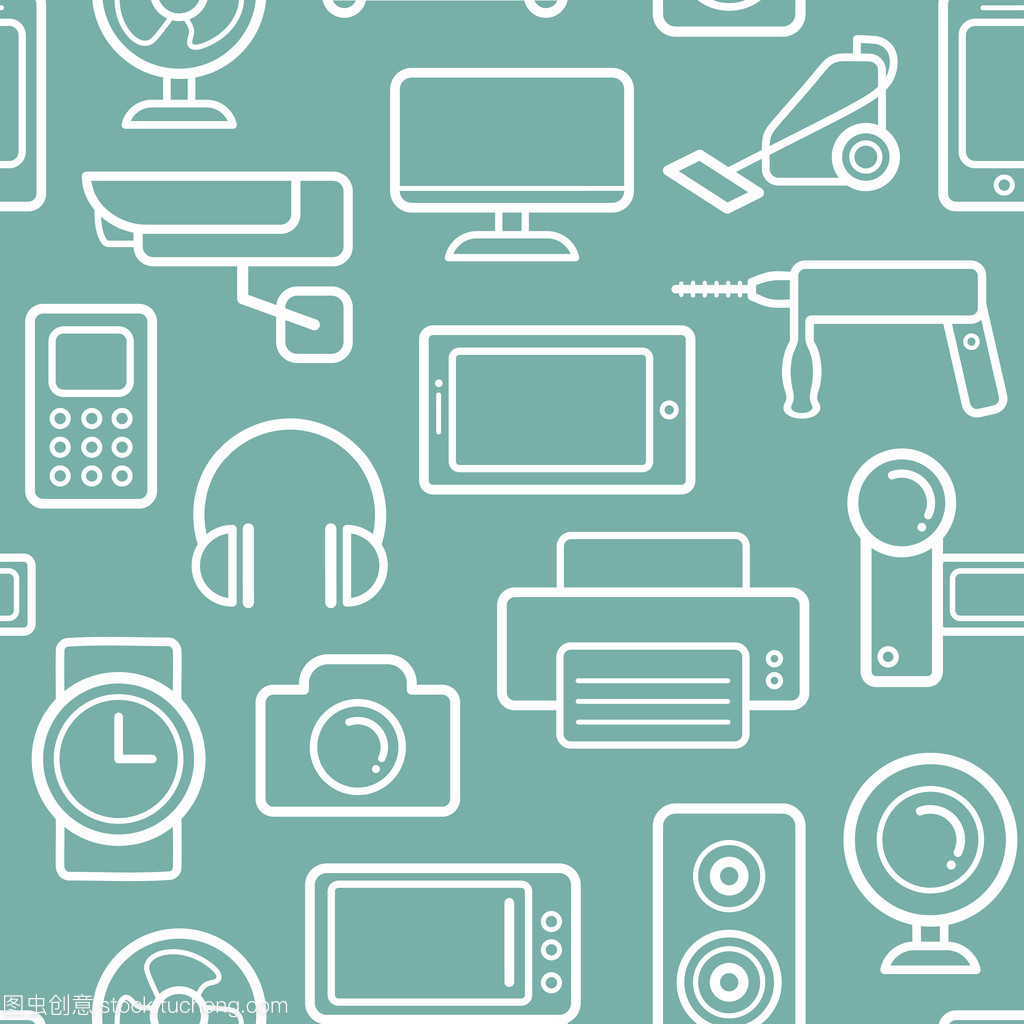 無縫圖案集 家用電器及電子產品的藝術與實用融合